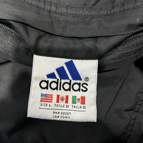 Vtg Adidas Reversible Windbreaker Track Jacket Black Large - Picture 9 of 9